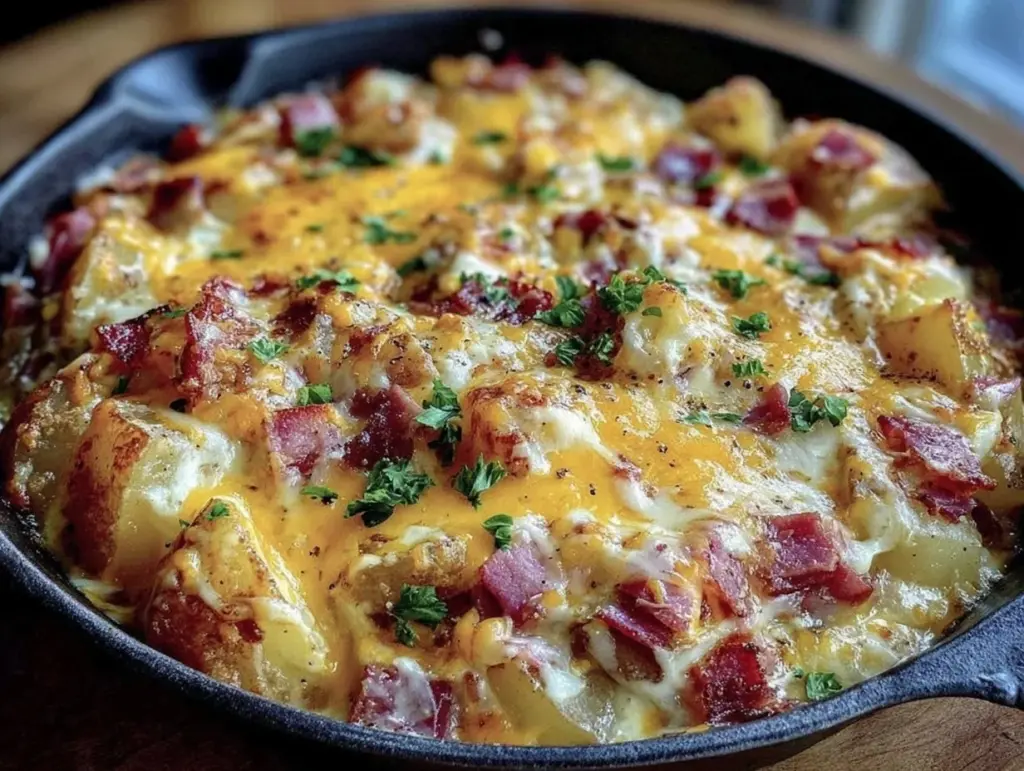 slow cooker ham potato casserole - featured image