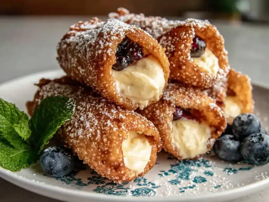 blueberry cream cheese egg rolls - featured image