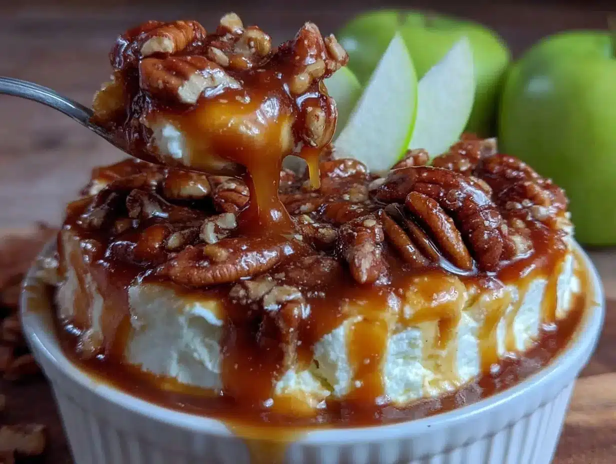 caramel apple cheesecake dip preparation steps