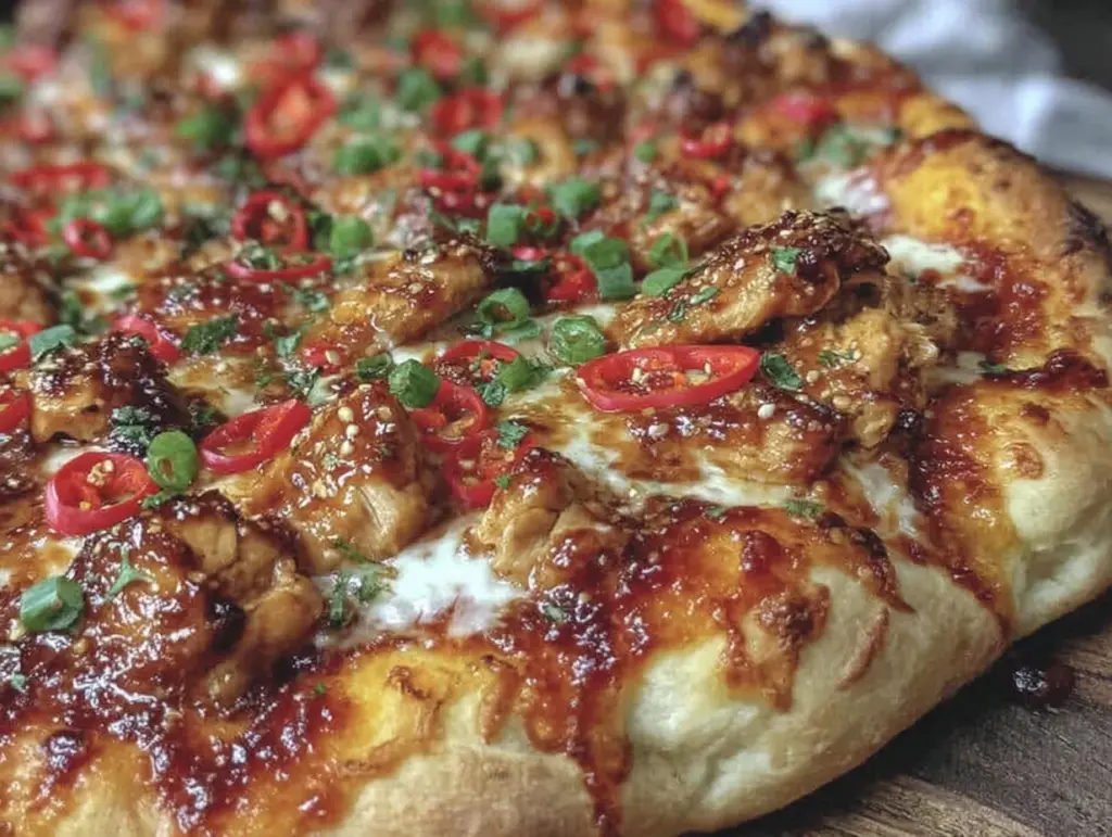 chili garlic chicken pizza - featured image