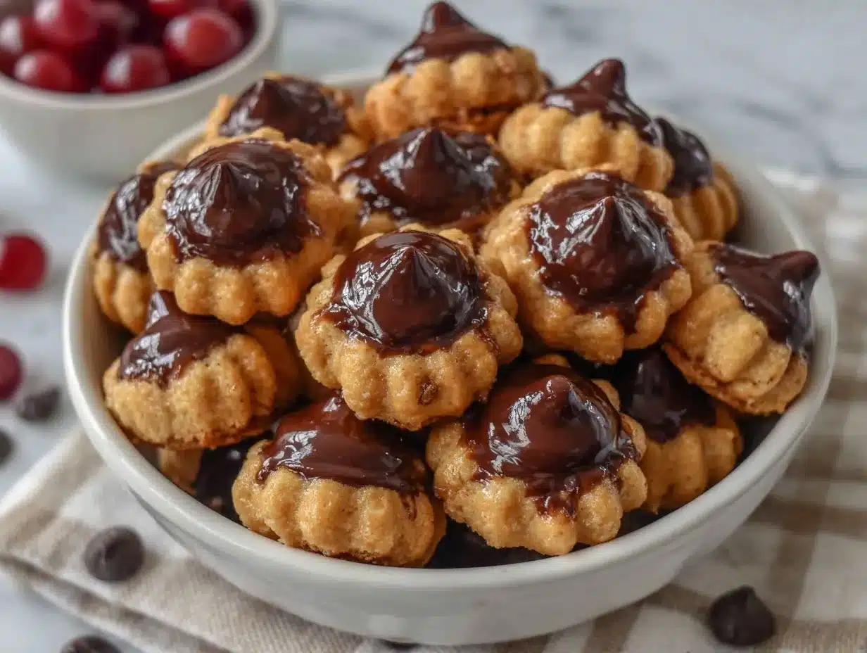 Chocolate Kiss Acorn Cookies preparation steps
