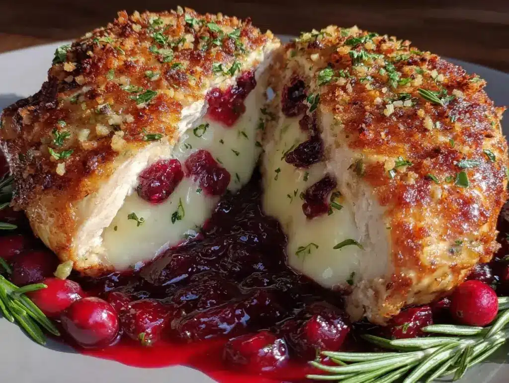 cranberry brie stuffed chicken - featured image