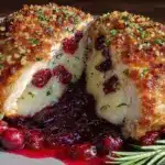 cranberry brie stuffed chicken - featured image