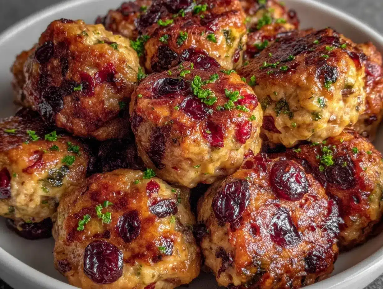 cranberry turkey stuffing balls preparation steps