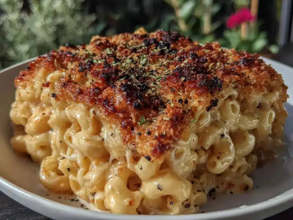 creamy baked cheddar mac-and-cheese - featured image