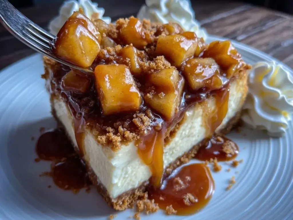 creamy caramel apple cheesecake - featured image