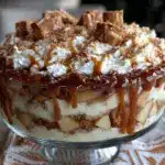 creamy caramel apple pudding trifle - featured image