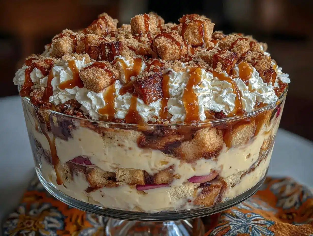creamy caramel apple pudding trifle preparation steps