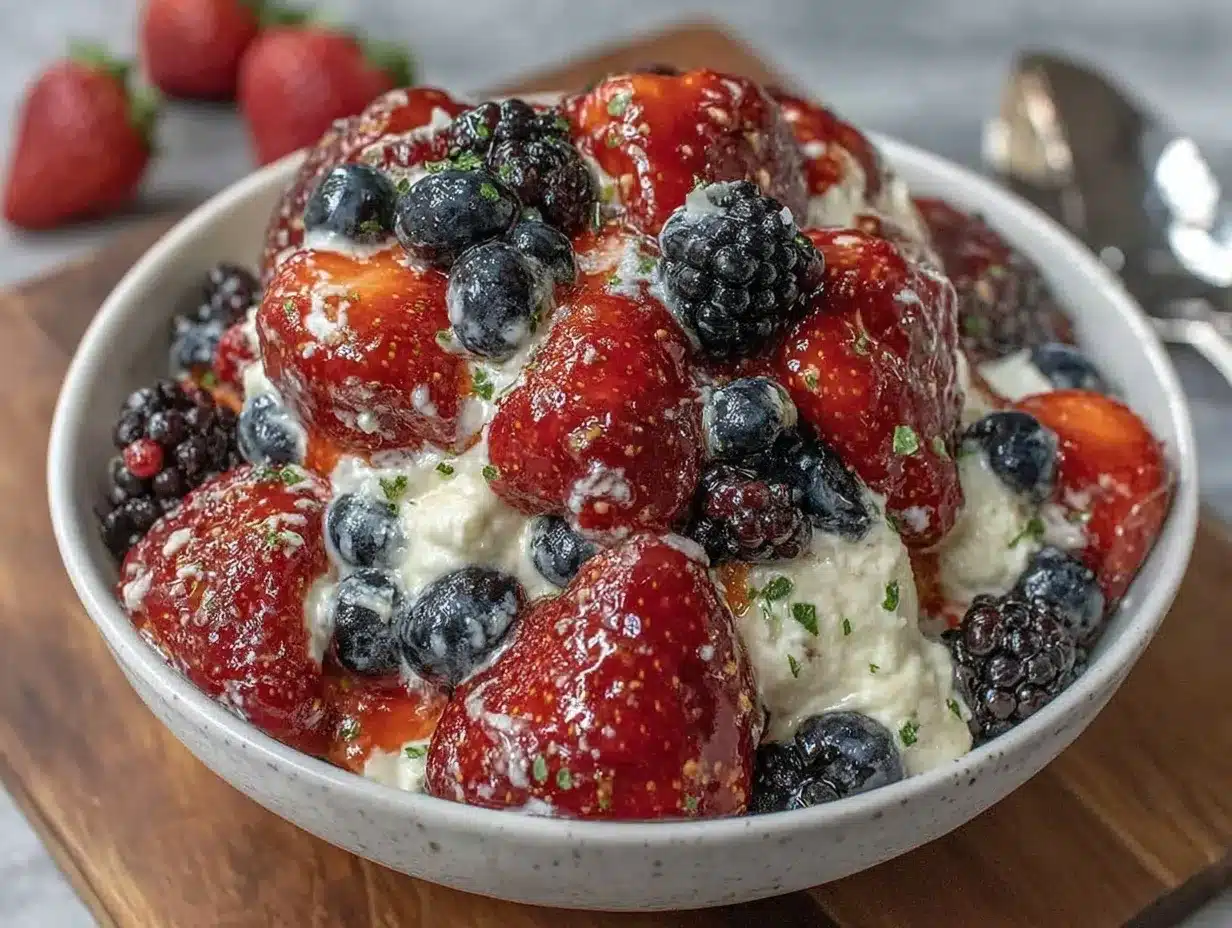 Creamy Cheesecake Fruit Salad preparation steps
