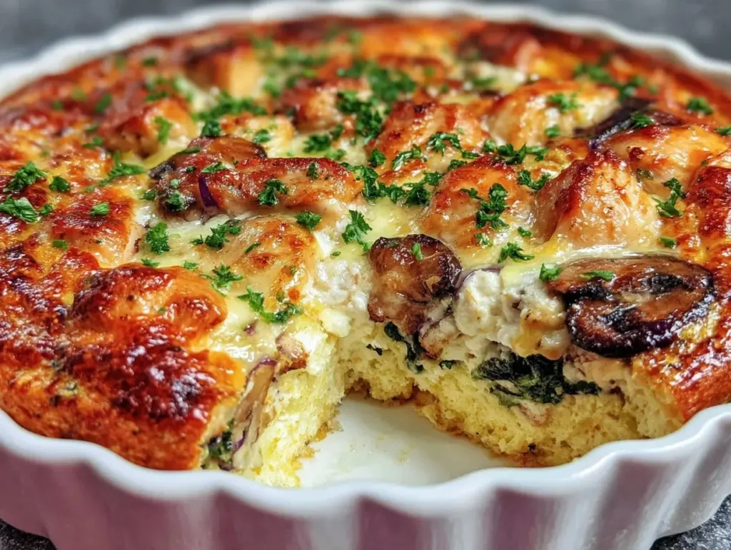 creamy chicken and spinach casserole - featured image