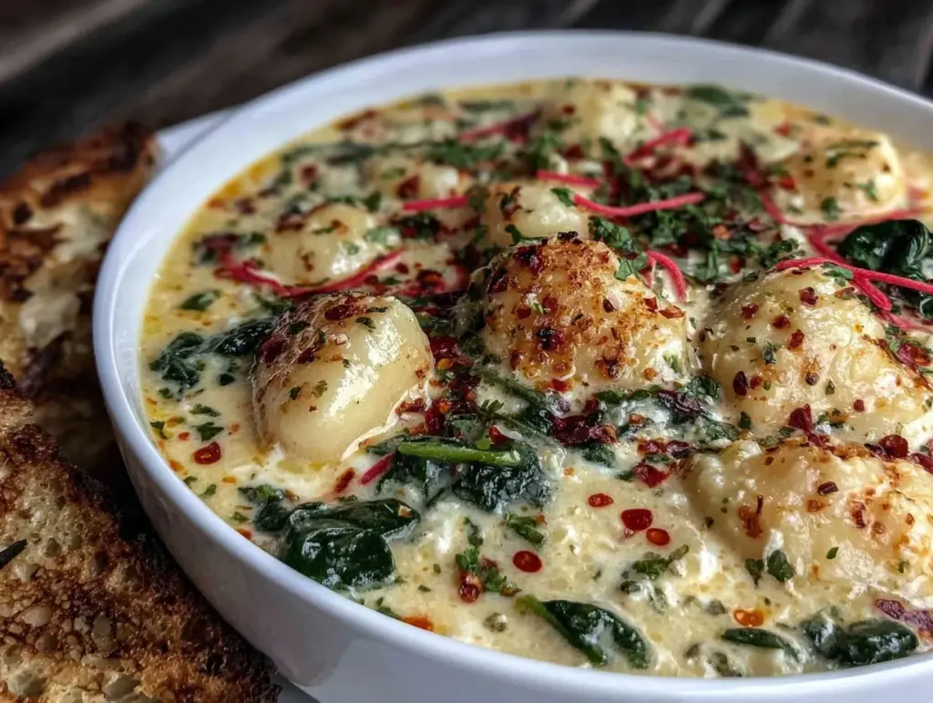 creamy chicken gnocchi soup - featured image