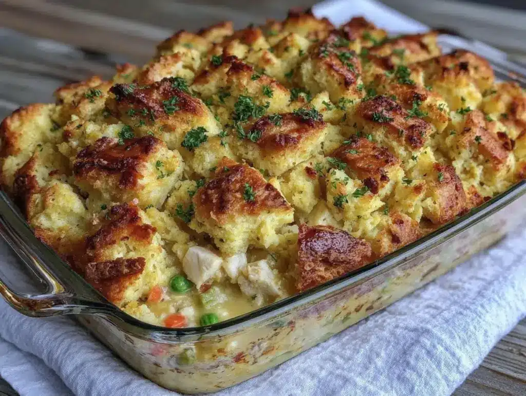 creamy stove top stuffing chicken casserole - featured image