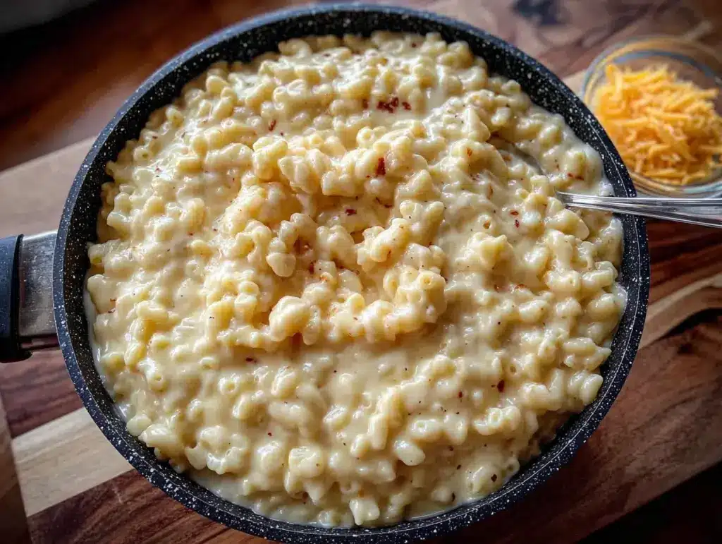 creamy stovetop macaroni and cheese - featured image