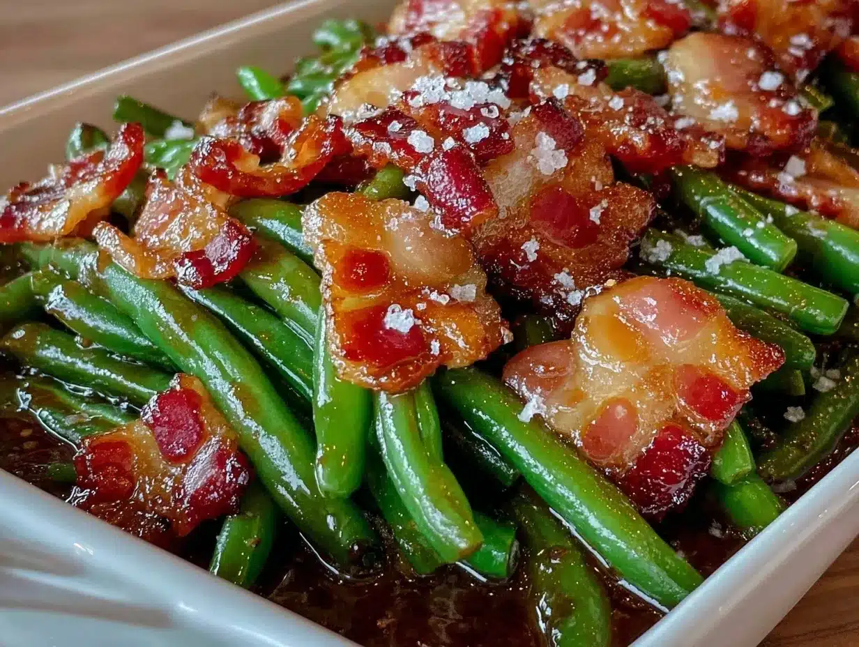 garlic butter green beans with bacon preparation steps
