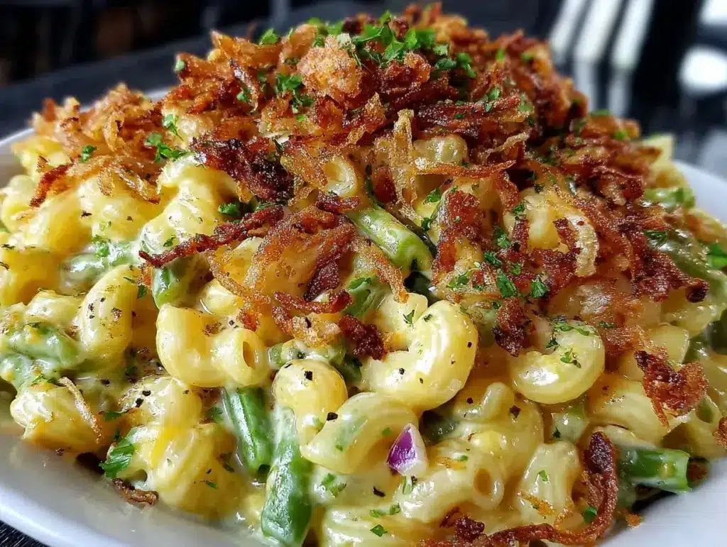 mac and cheese green bean casserole - featured image