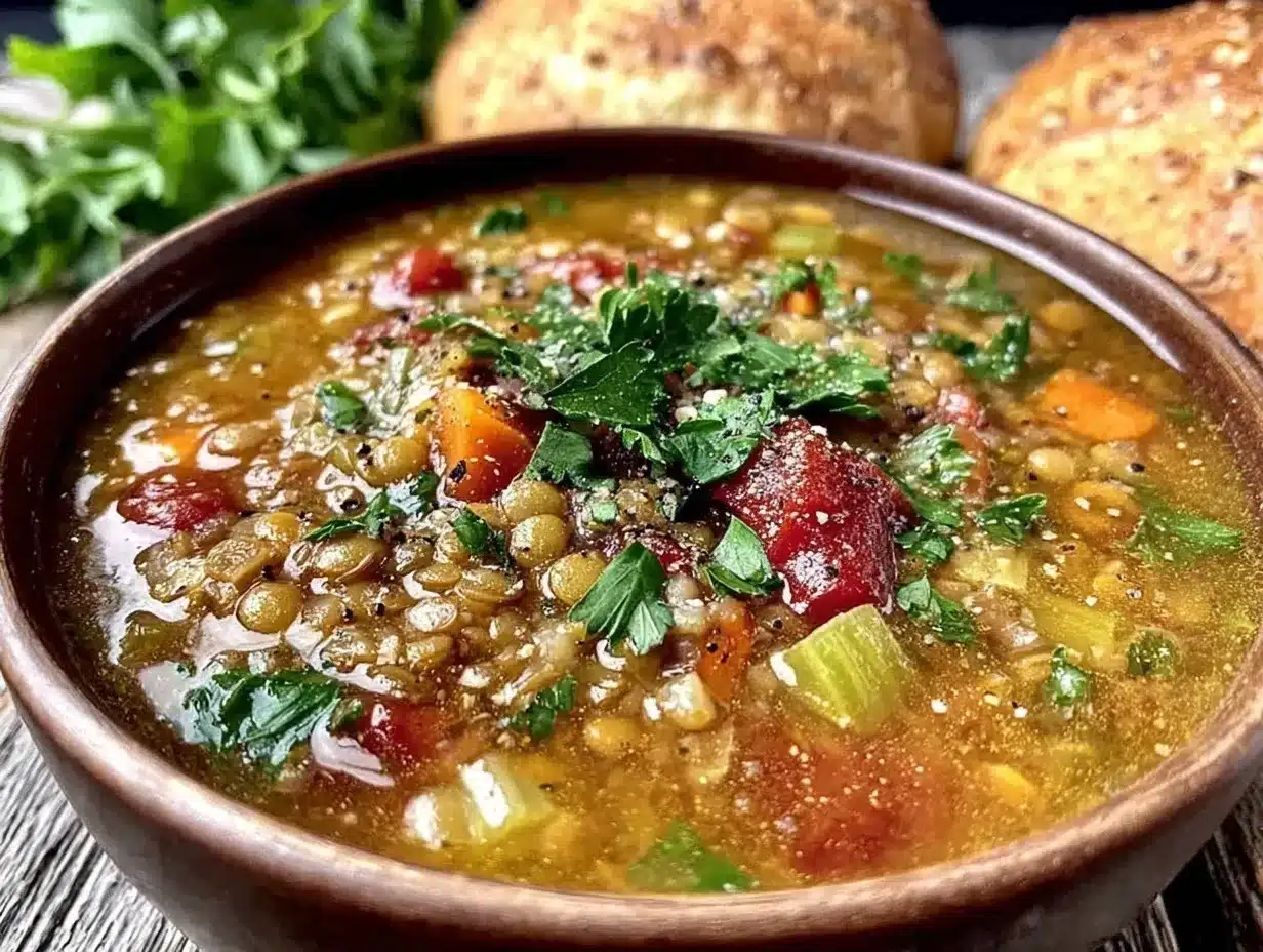 Mediterranean lentil soup preparation steps