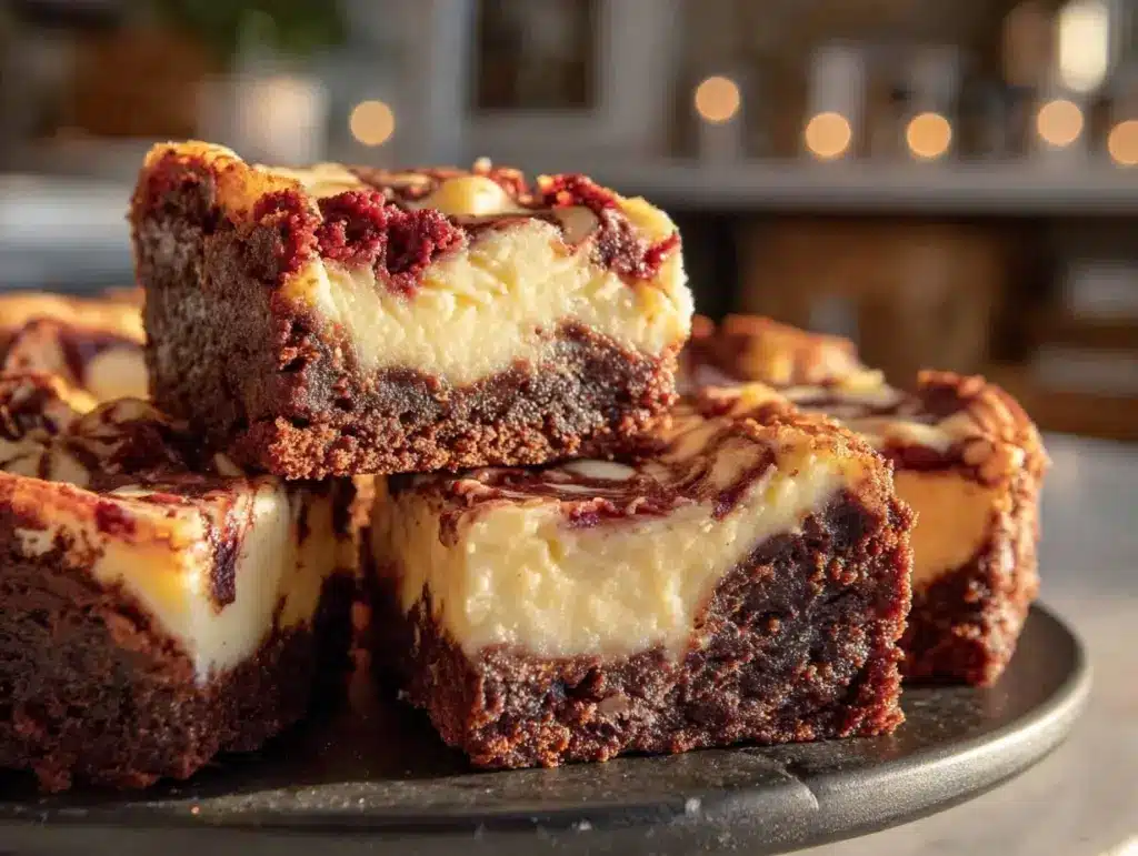 red velvet cheesecake brownies - featured image