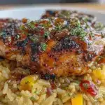 smothered chicken and rice - featured image
