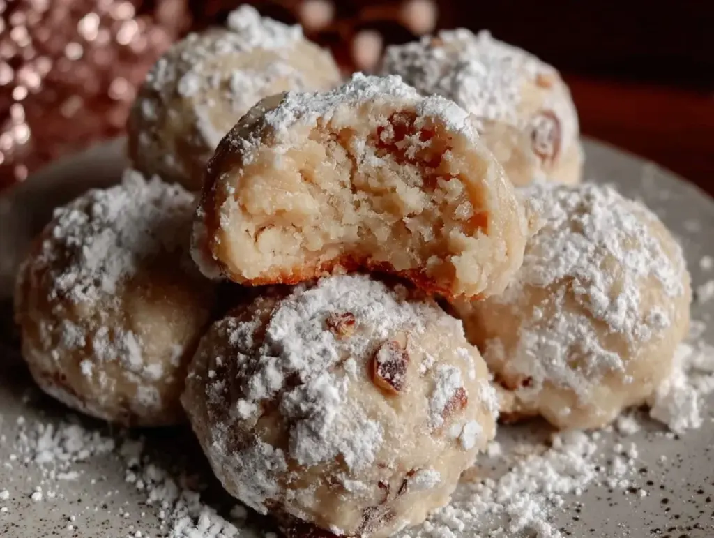 sweetened condensed milk snowball cookies - featured image