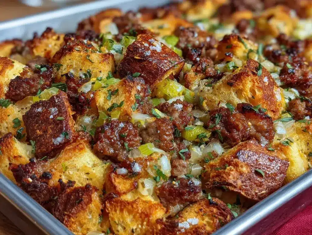 Thanksgiving stuffing casserole - featured image