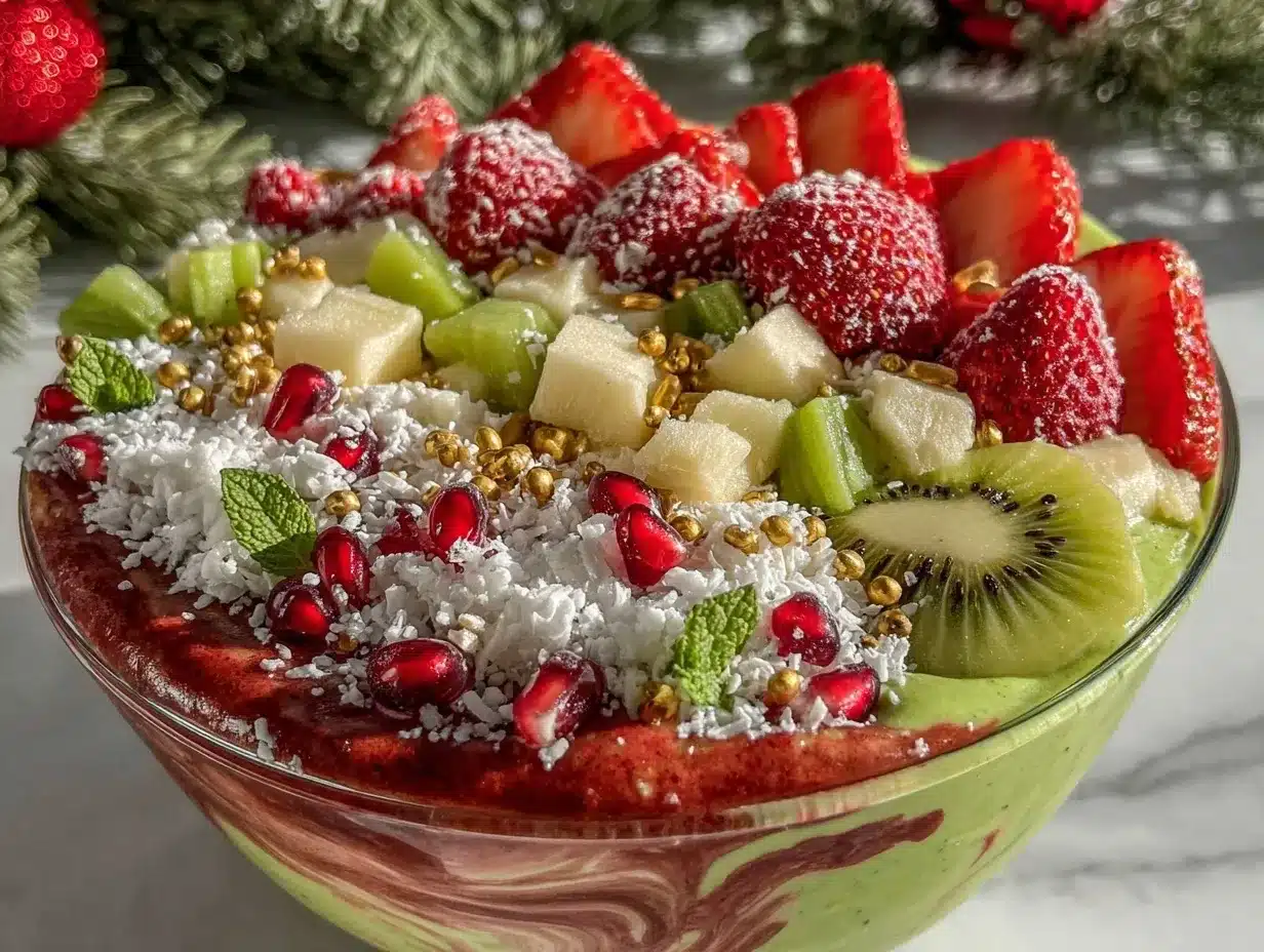 Christmas smoothie bowl preparation steps