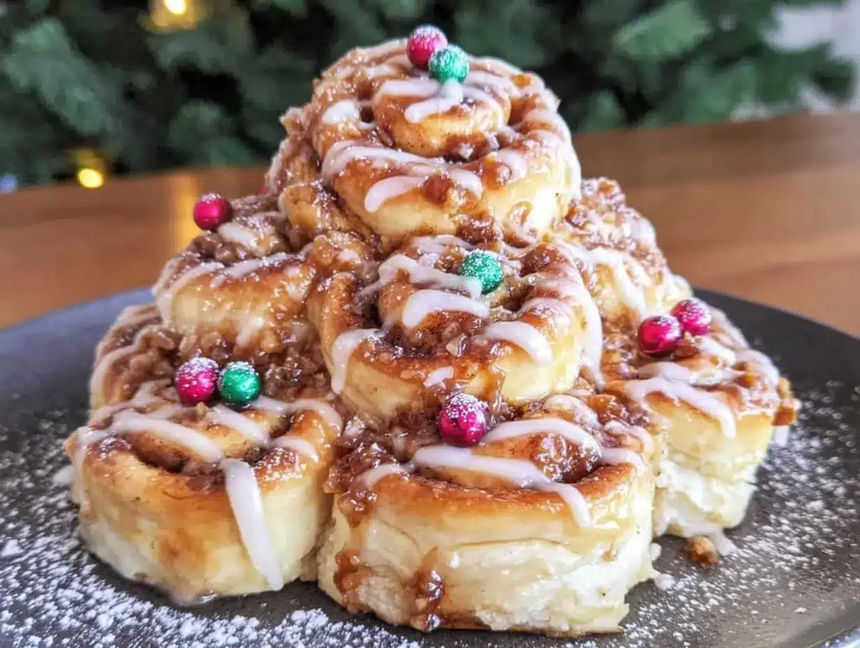 cinnamon roll Christmas tree preparation steps