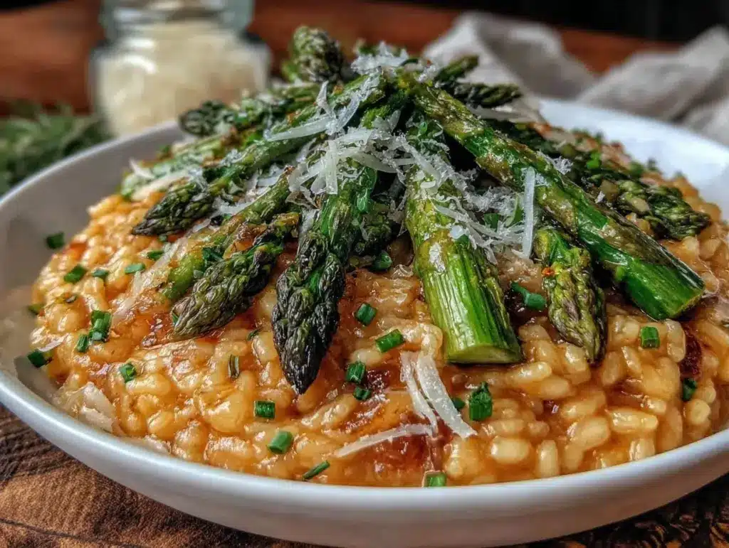 creamy asparagus risotto - featured image