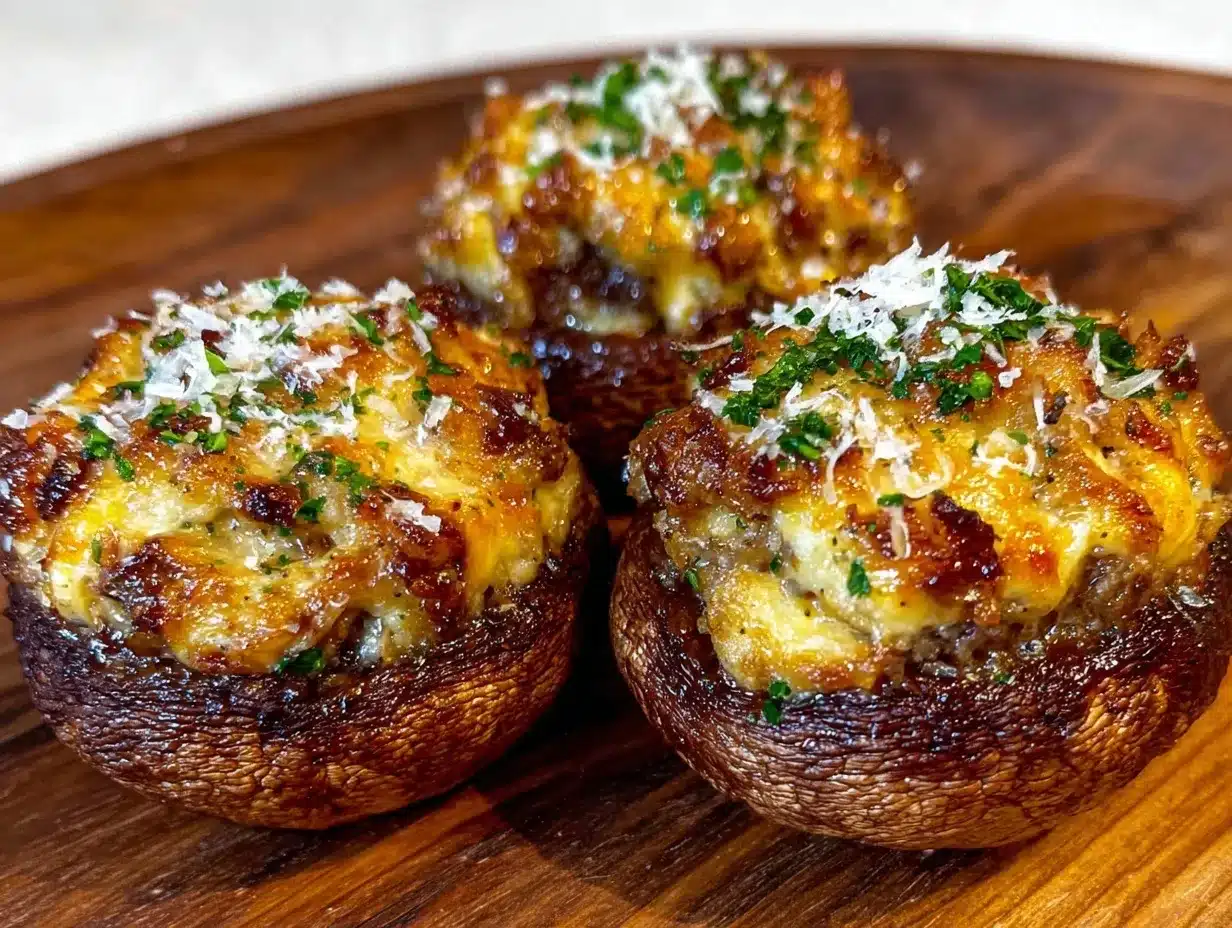 creamy cheesy garlic stuffed mushrooms preparation steps
