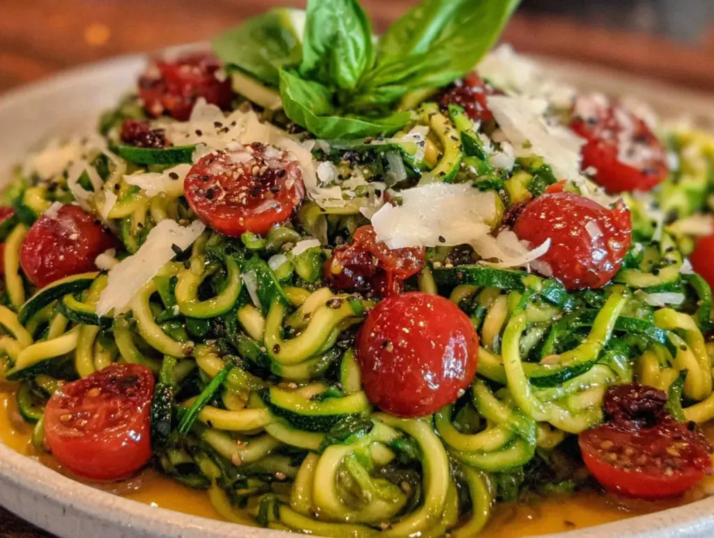 creamy garlic zucchini noodles - featured image
