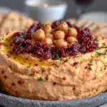 creamy roasted red pepper hummus wreath - featured image