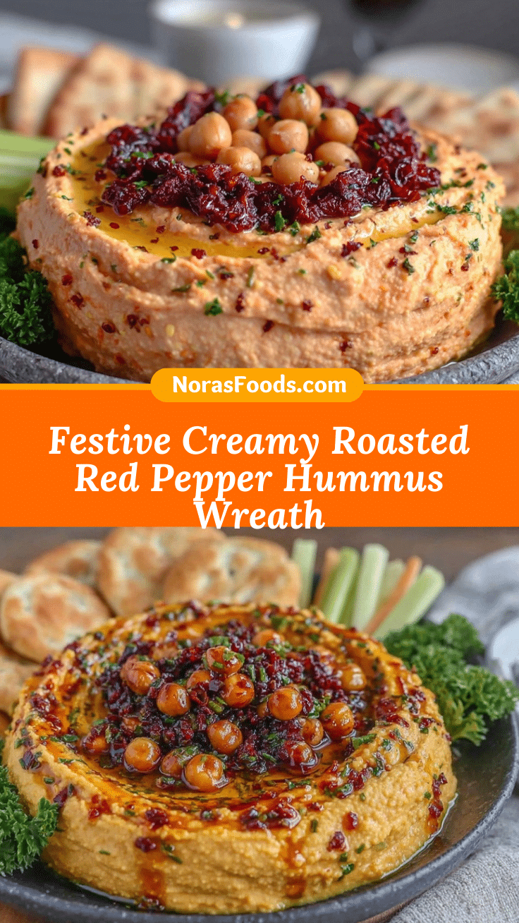 creamy roasted red pepper hummus wreath recipe