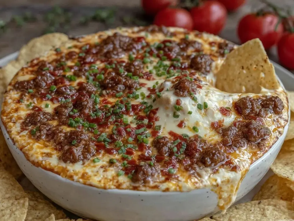 creamy sausage dip with Rotel tomatoes - featured image