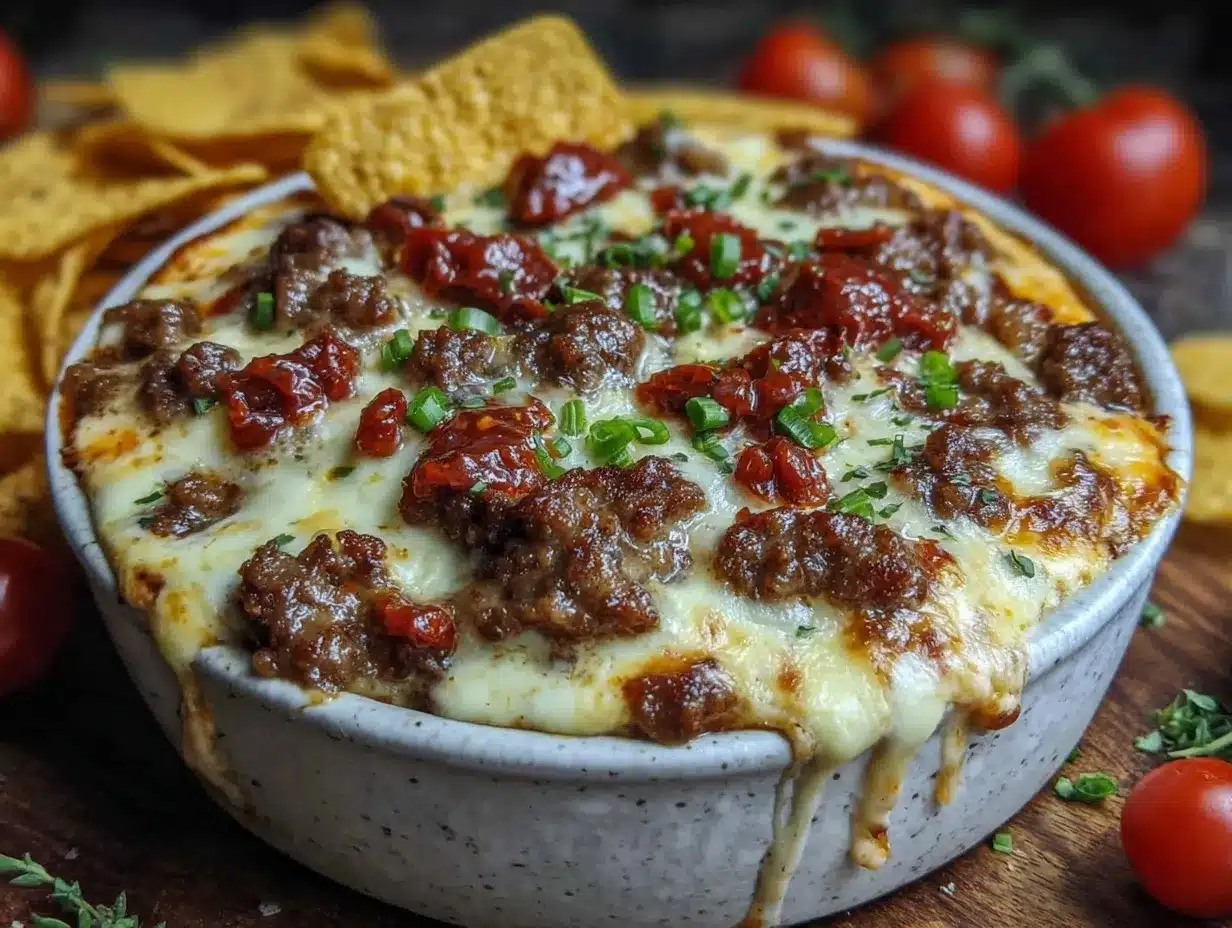 creamy sausage dip with Rotel tomatoes preparation steps