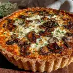 creamy savory mushroom quiche - featured image