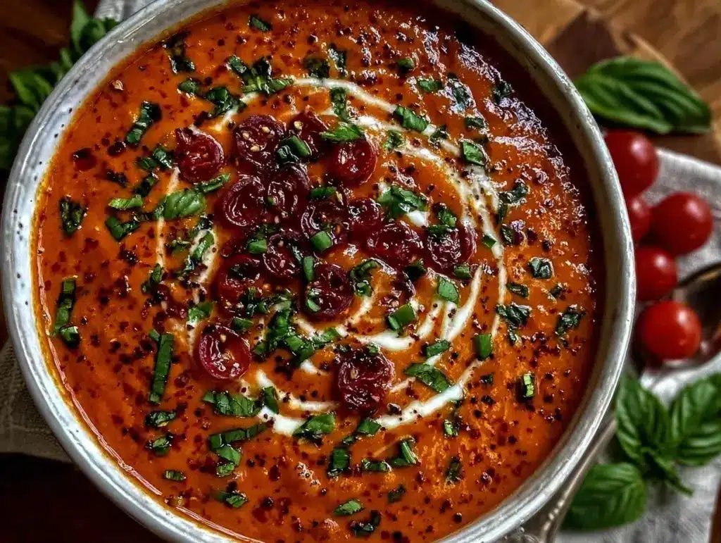 creamy spring tomato soup - featured image