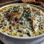 creamy wild rice chicken soup - featured image