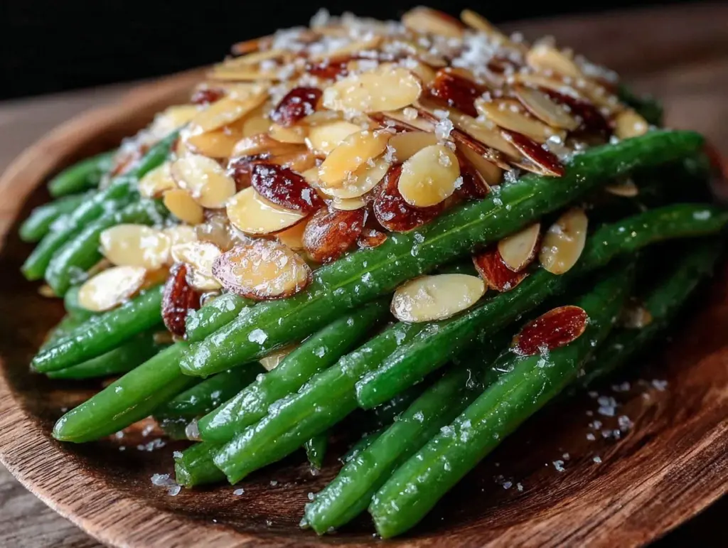 crispy almondine green beans - featured image