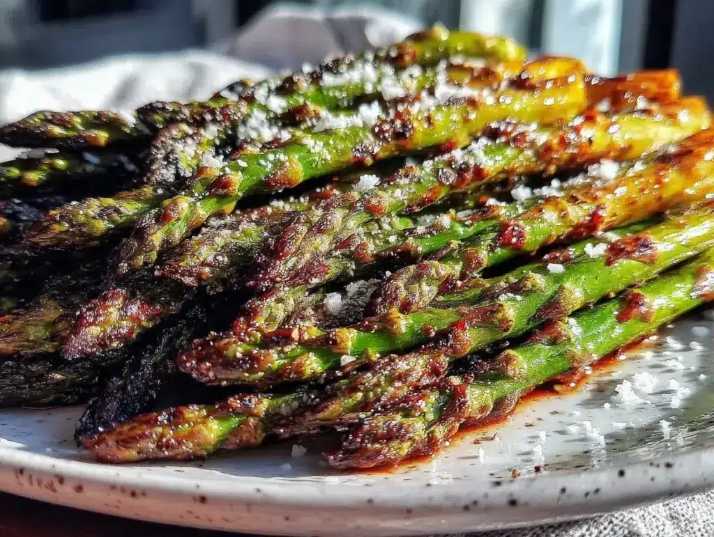 crispy roasted asparagus with garlic - featured image