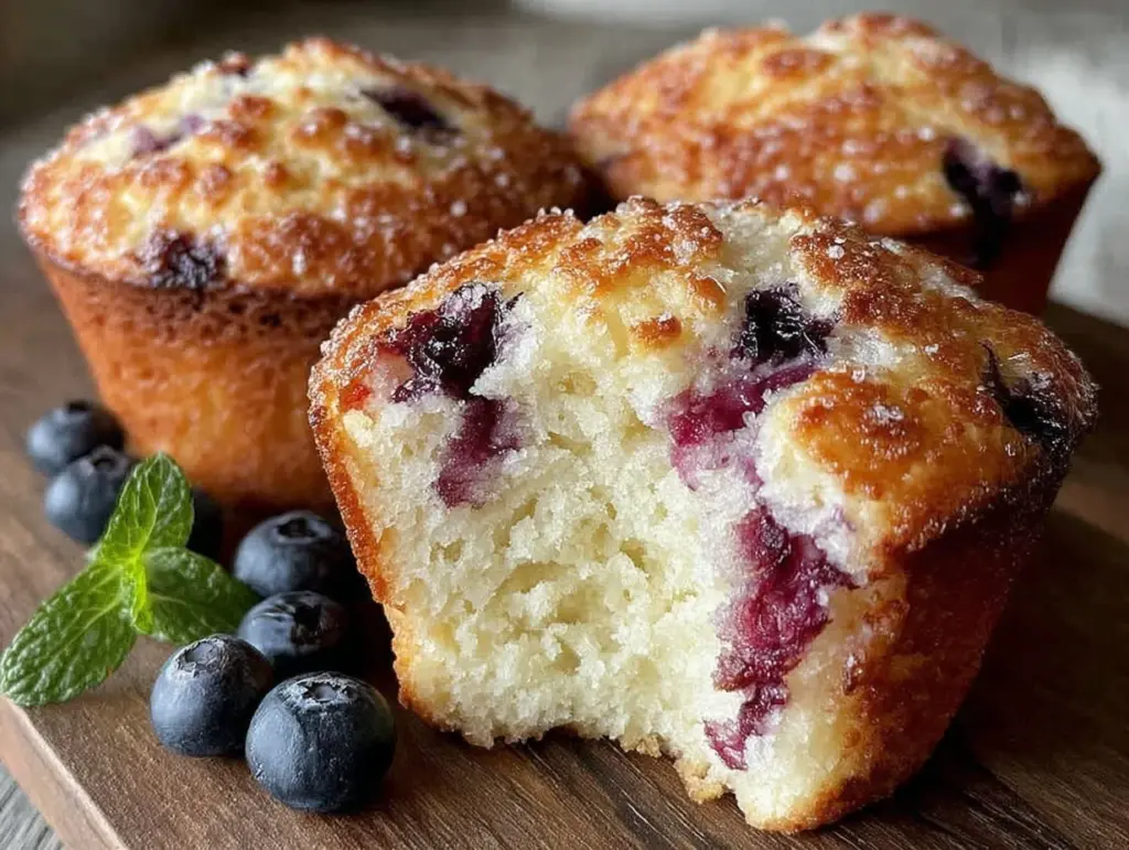 easy fluffy blueberry muffins - featured image