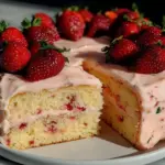 fluffy strawberry buttercream cake - featured image