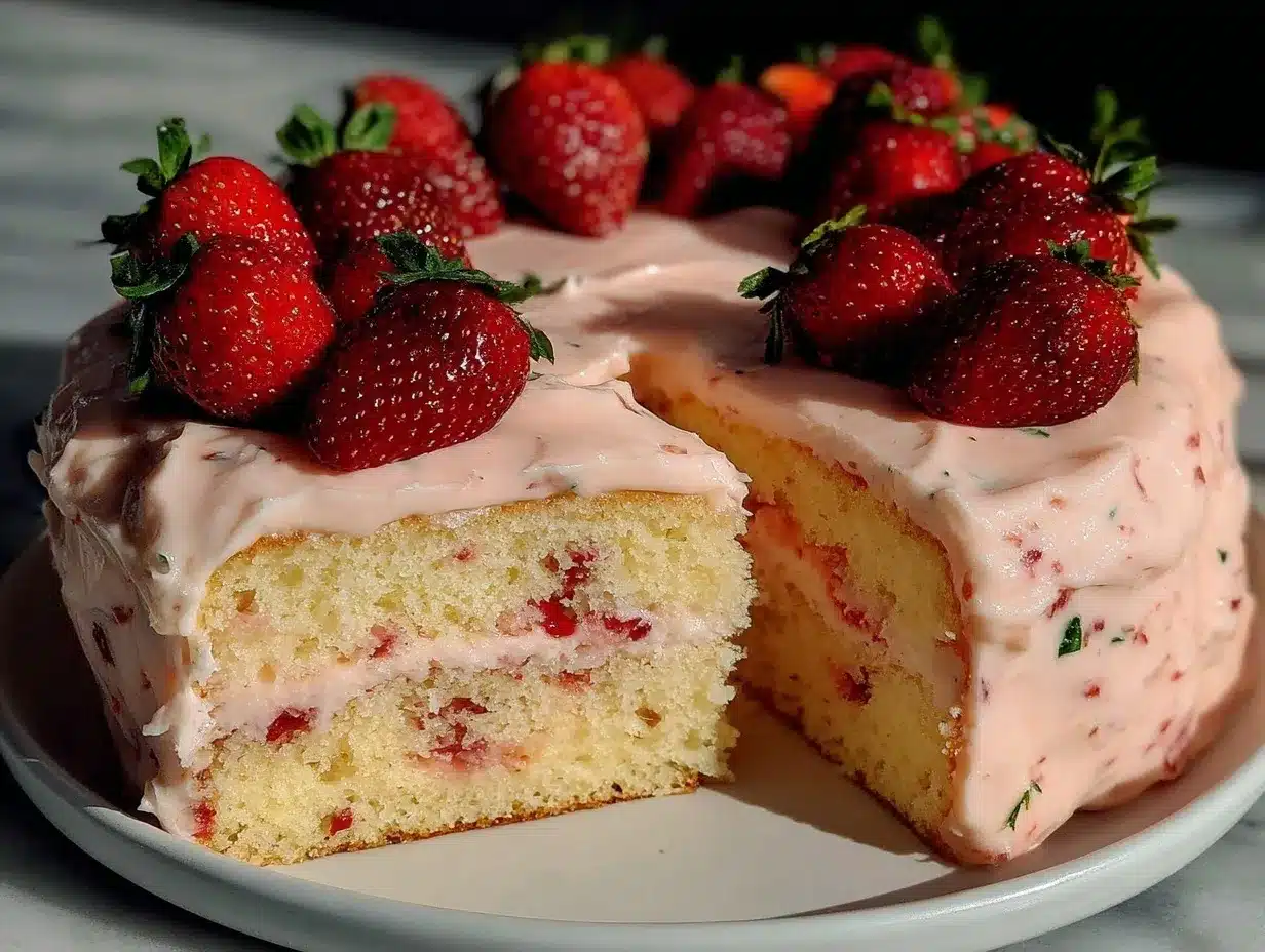 fluffy strawberry buttercream cake preparation steps