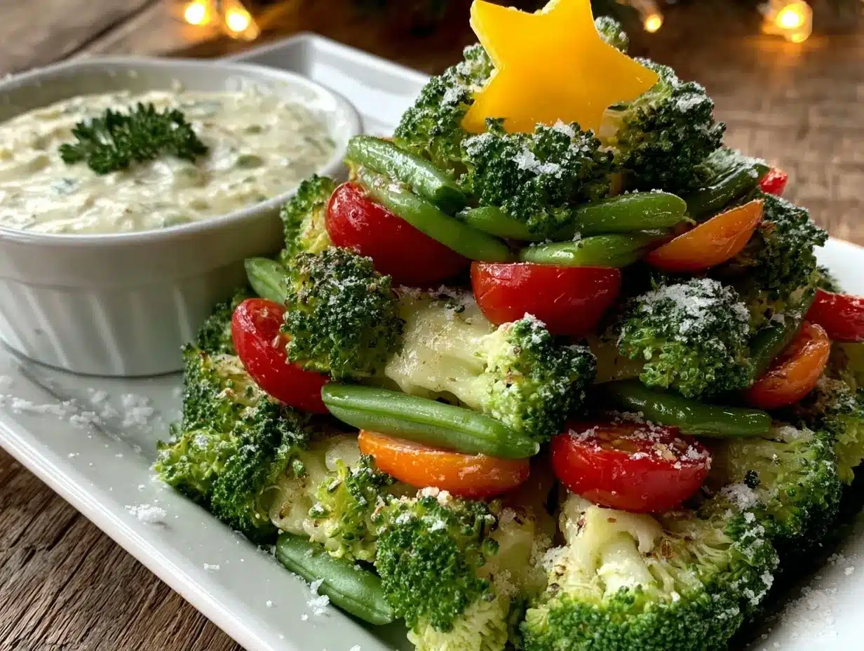 Fresh Christmas Tree Veggie Platter preparation steps