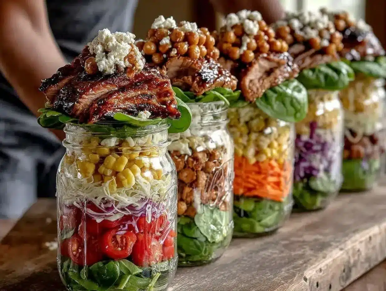 Fresh Mason Jar Salads preparation steps
