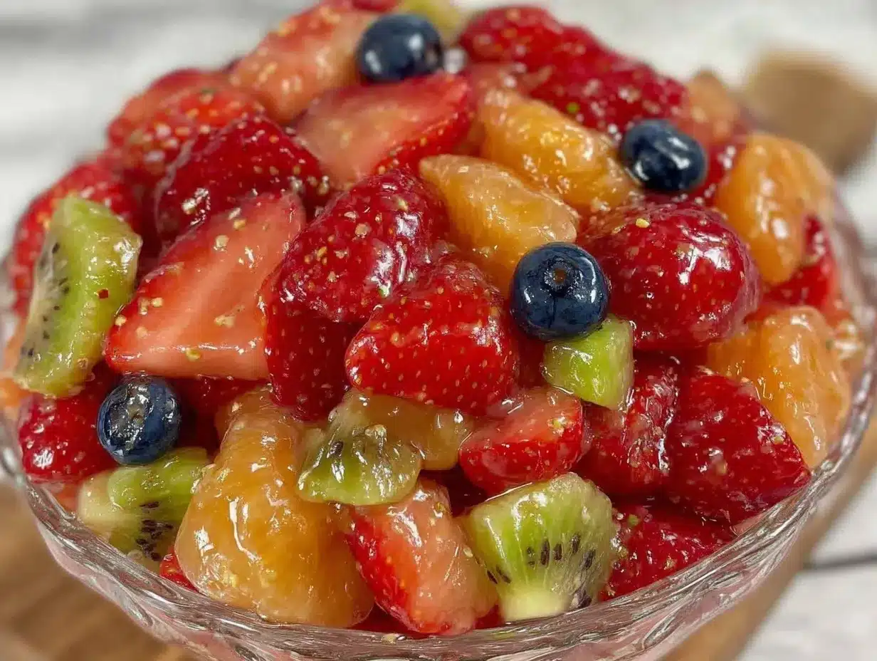 fresh rainbow fruit salad bowl preparation steps