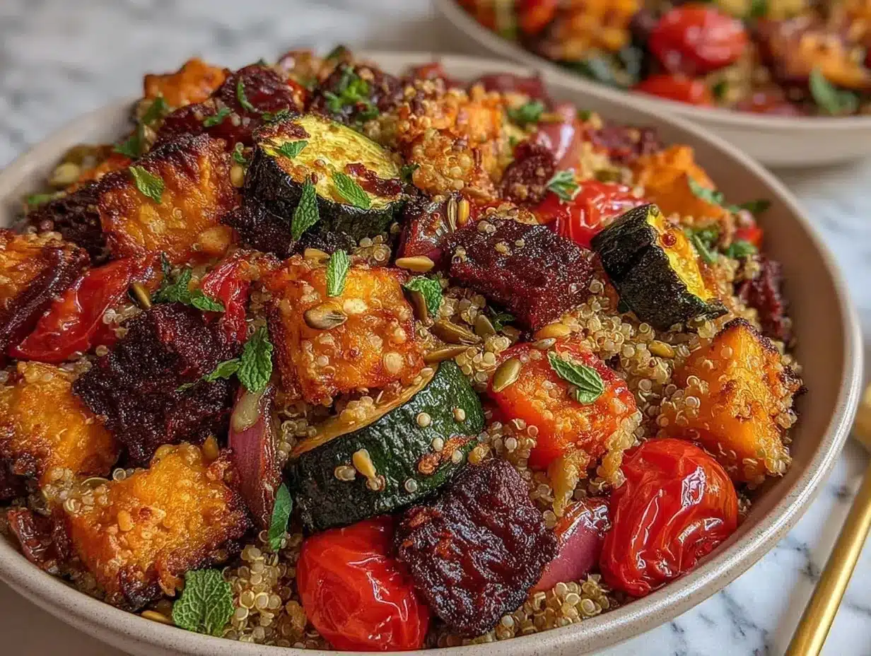 Fresh Roasted Vegetable Quinoa Salad preparation steps