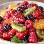 fresh vibrant berry salad with kiwi and spinach - featured image