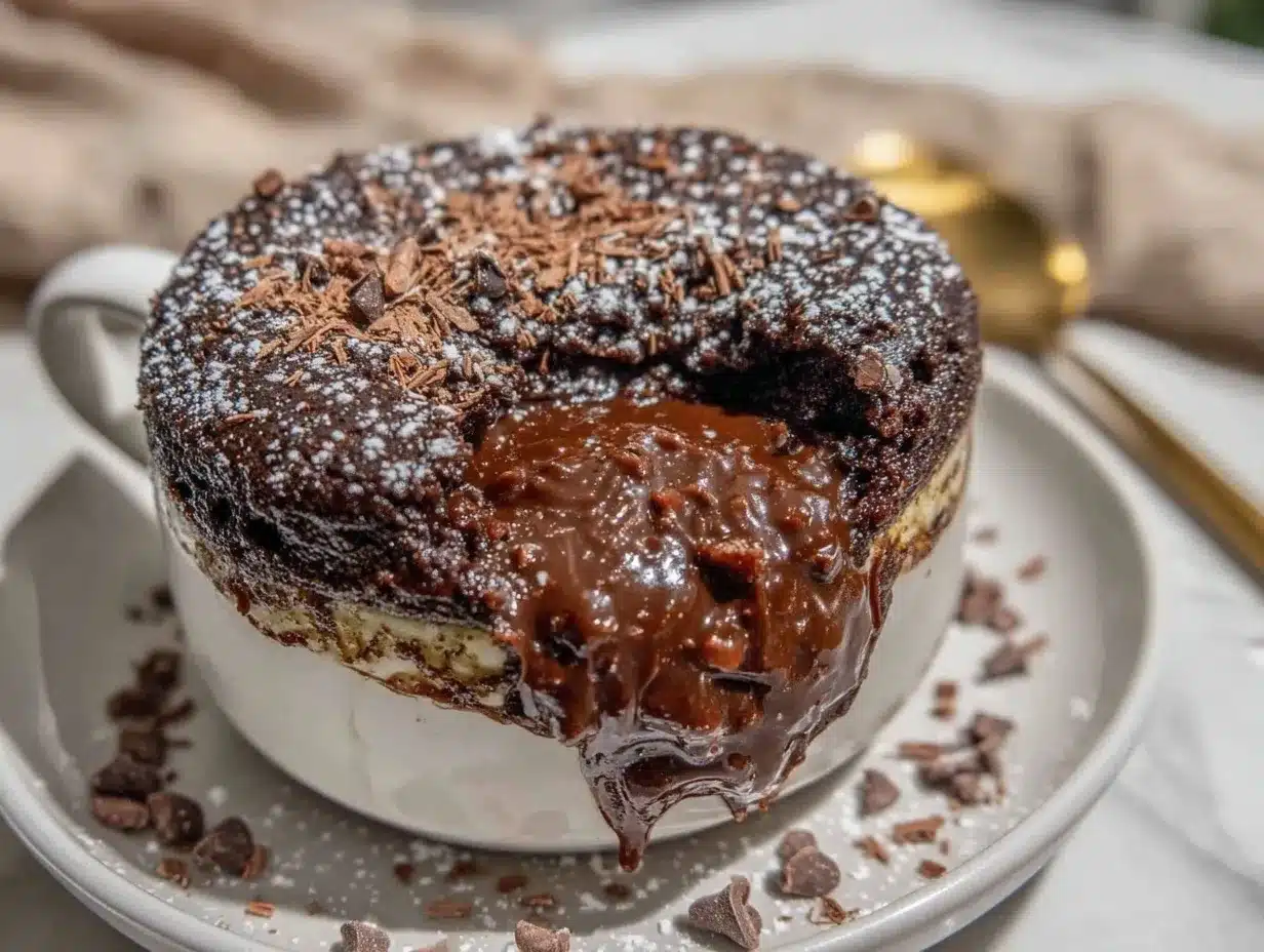 gooey chocolate molten lava mug cake preparation steps