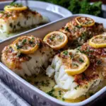 lemon garlic baked cod - featured image