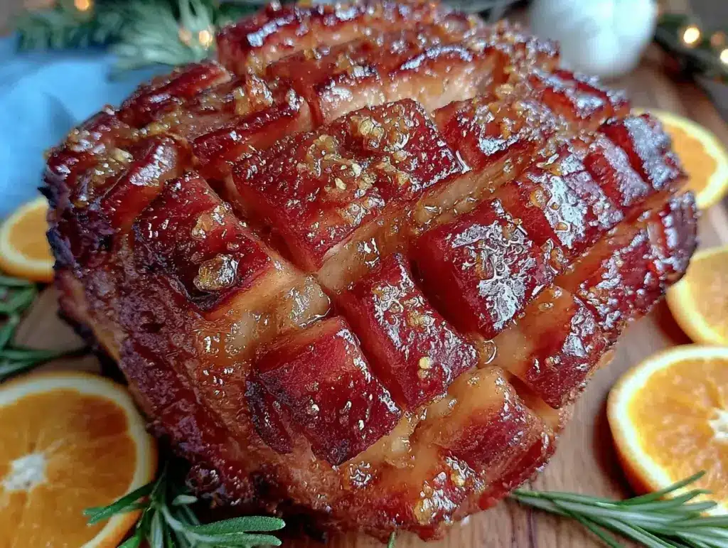 orange glazed ham - featured image