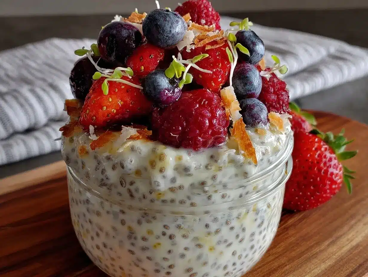 overnight chia pudding with berries preparation steps
